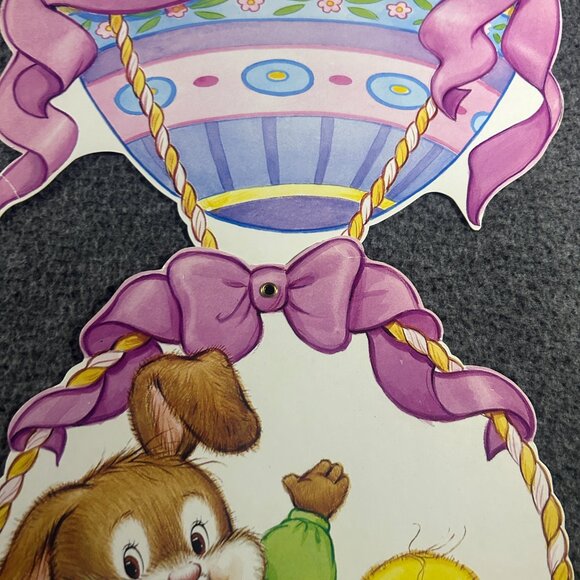 Vtg Easter Cardboard Die Cut Decor Lot of 3 Spring Bunnys Ducks Eggs Peeps - Picture 6 of 16